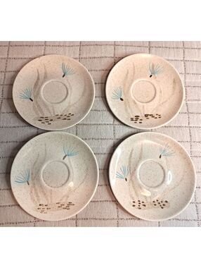 Vintage Set of 4 MCM #126 Hand-Painted Red Wing Pottery Bob White Saucers 7"
